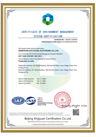 Certificações eletrônicas Zycoil ISO14001-2